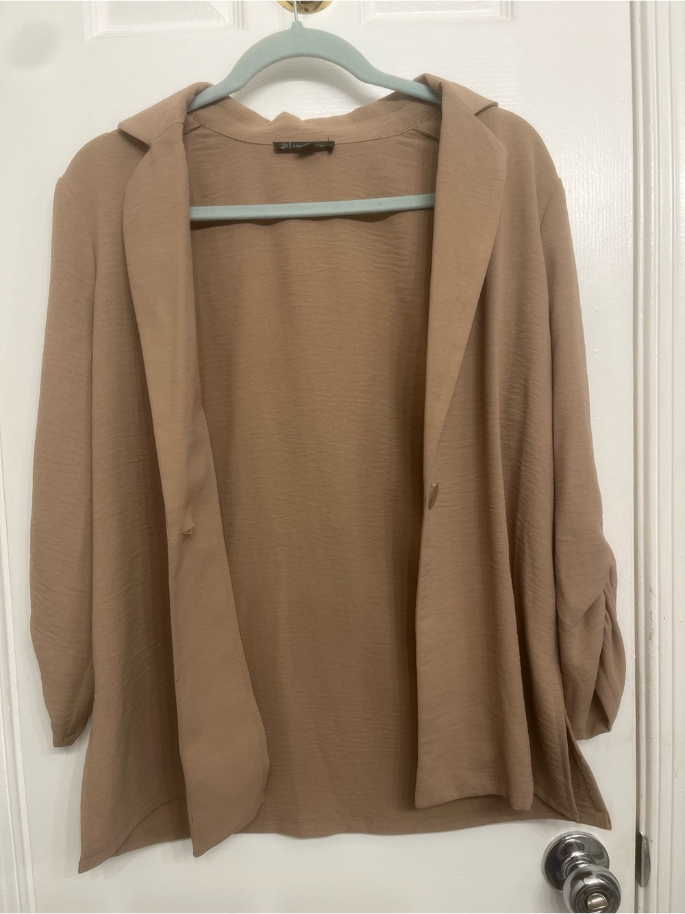Adrianna Papell Camel Open-Front Hooded Jacket